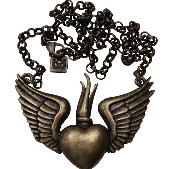 Kitsch 'n' Kouture Jewelry Winged Sacred Heart Necklace Tattoo